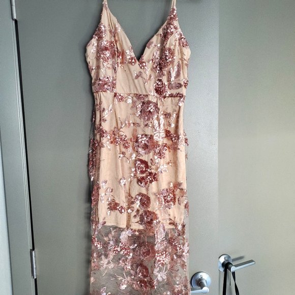 rose gold shimmer dress